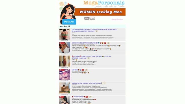 Megapersonals escort women